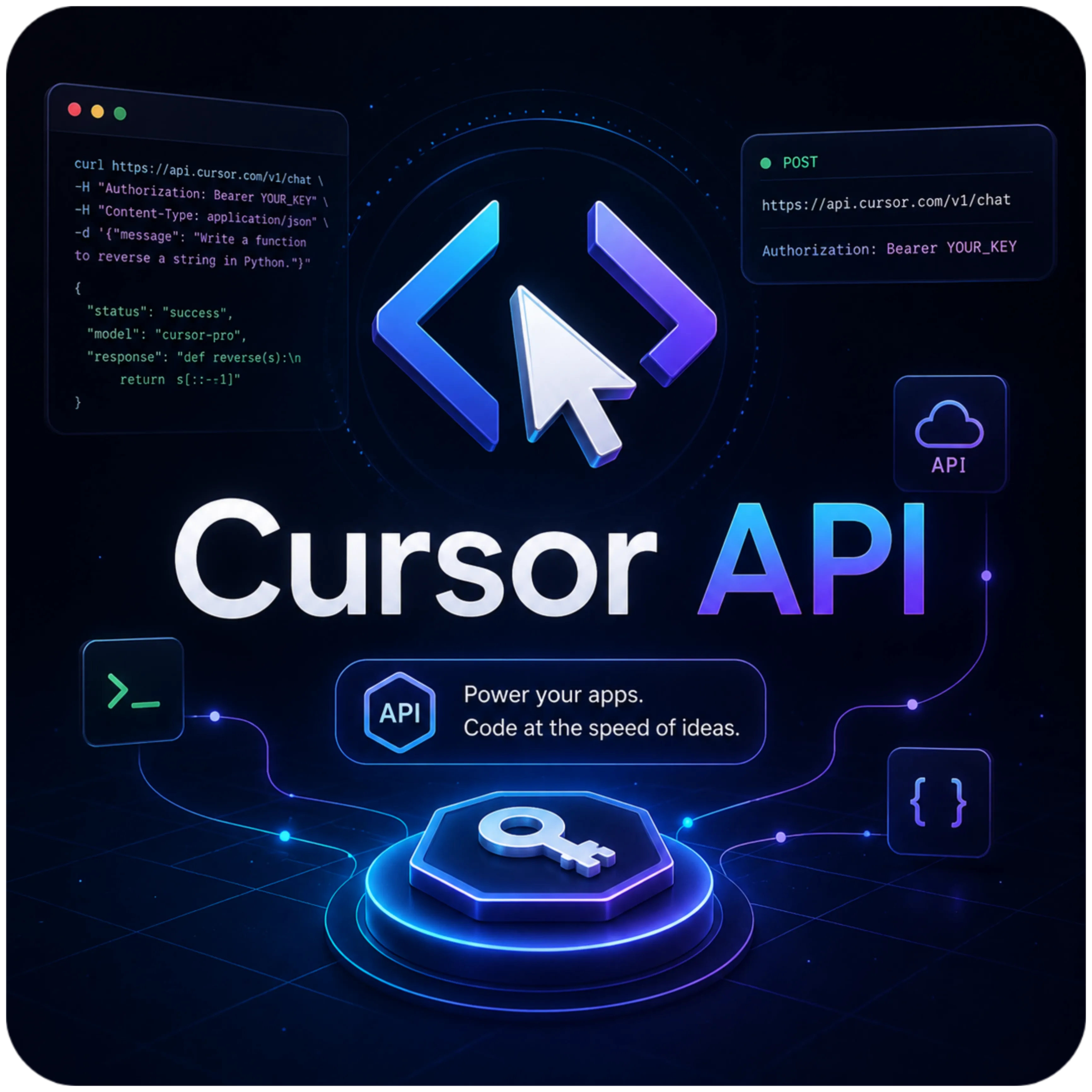 خرید کلید API کرسر پرو Cursor  API با اعتبار یک‌ماهه و گارانتی کامل